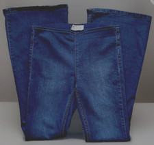 FREE PEOPLE Penny Pull-On Stretch Flared Leg Mid Rise DARK Denim Jeans Sz 29x33