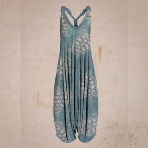 Mujeres Boho Floral Espalda Corredora Mono Damas Informal Suelto Pierna Ancha Pantalones Mameluco - Imagen 14 de 56