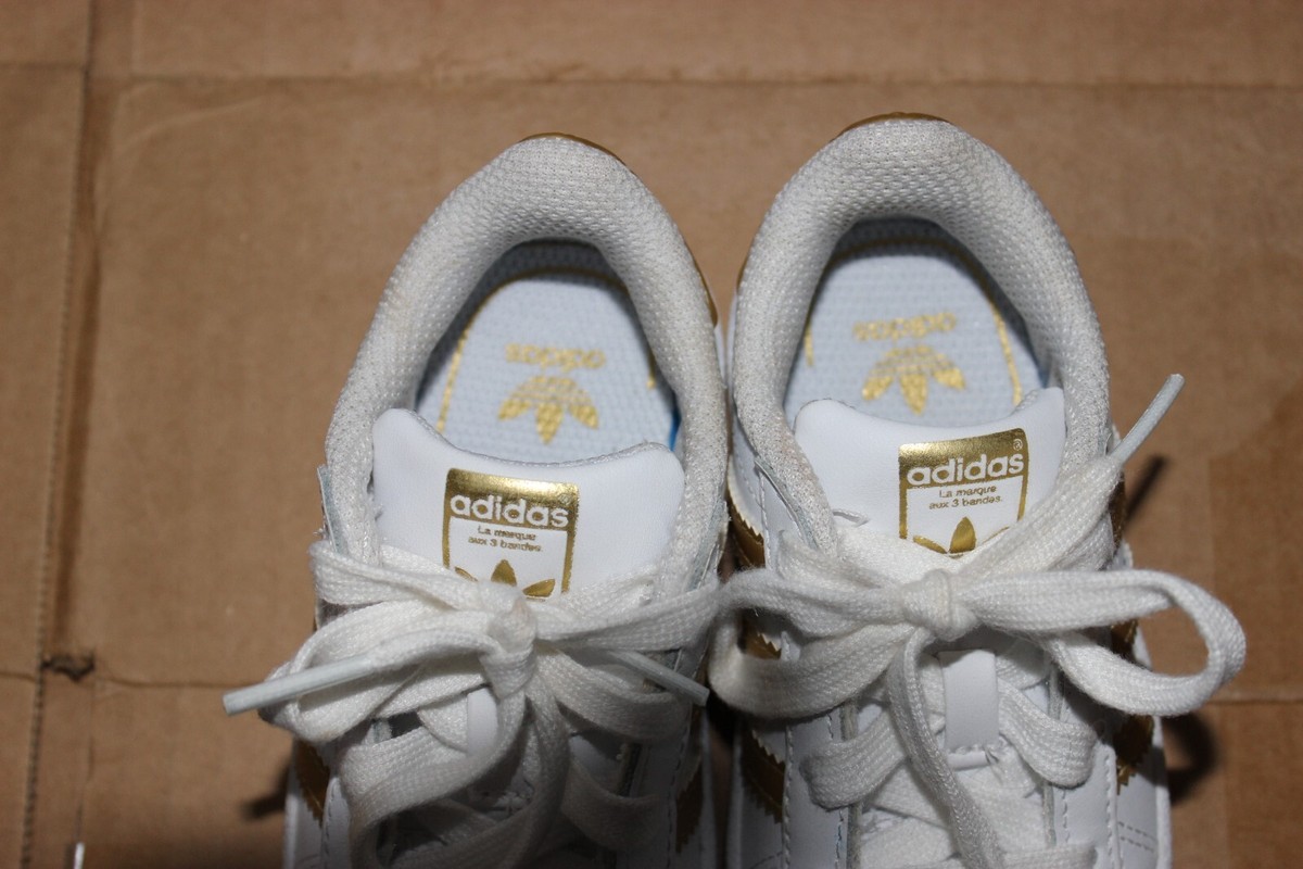 Adidas Superstar Toddler Shoes White-Metallic Gold Size 6K | eBay