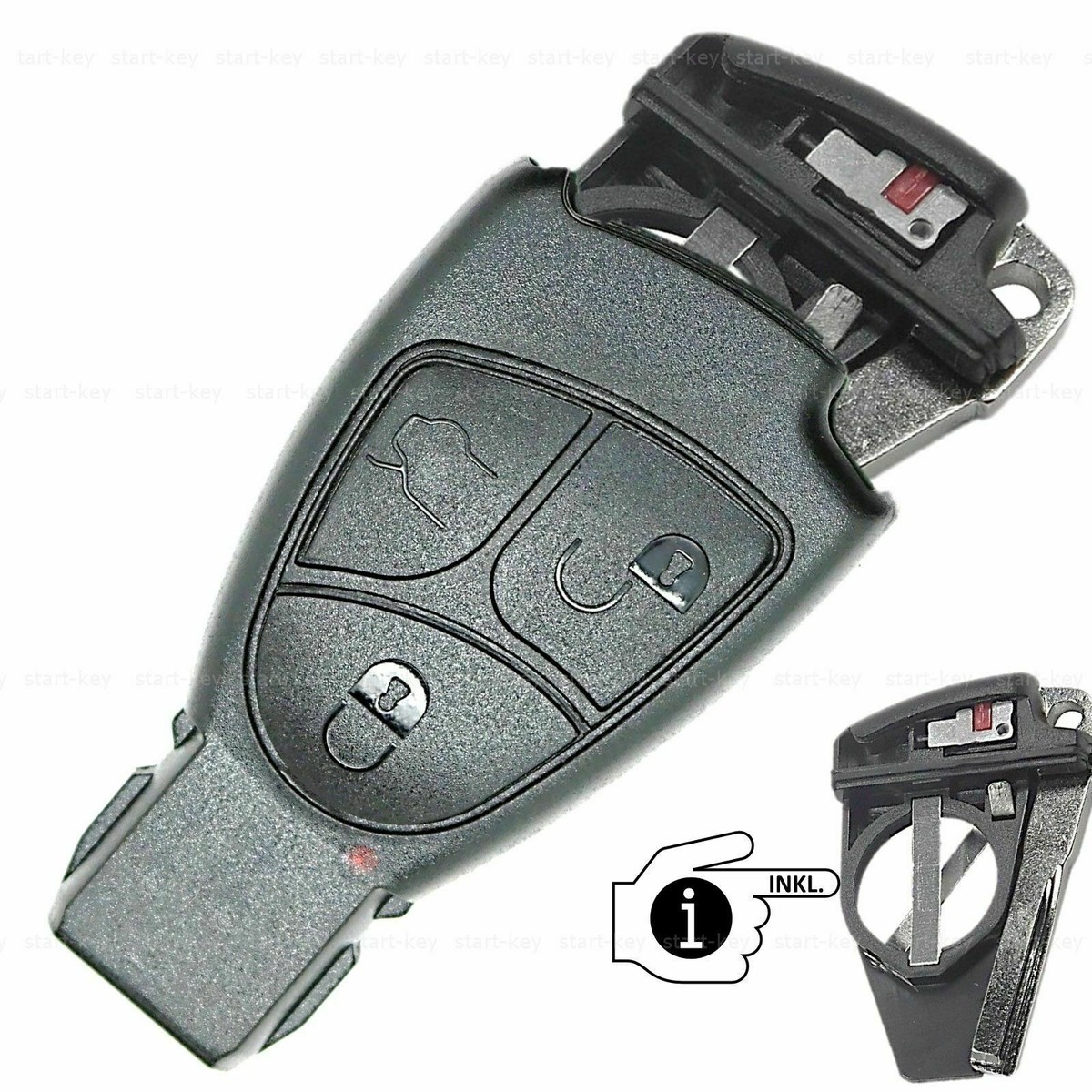 Guscio Chiave Mercedes - Telecomando 3 Tasti Compatibile Con Classe A, B, C, E, GLC E Altri - Foto 8
