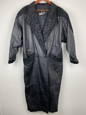 Vintage Winlit size Medium Women  s Black Leather Long Trench Coat
