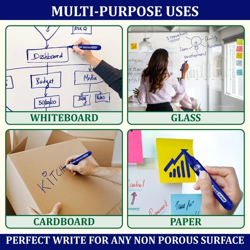 [500 Pcs] BLUE White Board Markers 2mm Bullet Tip Pen School Office Bulk Buy - Picture 10 of 13