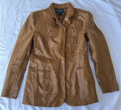 Selene Sport Button Front Reptile Print Jacket Womens Pockets Size
