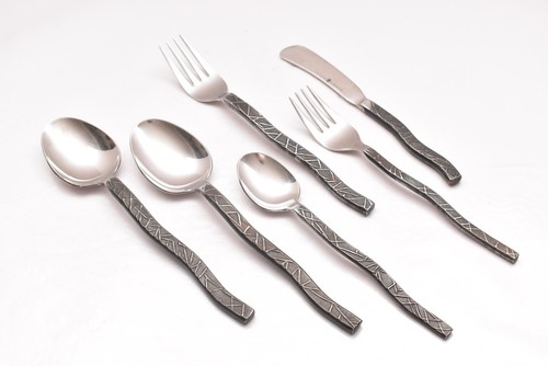New Wave Gourmet Impostazioni Cucchiai Acciaio Forgiato Forchette Coltello Posate Assortite 6 pz - Foto 3 di 16