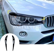 ABS Black Front Headlight Eyebrow Eyelid Cover For BMW X3 X4 F25 F26 2014-2017