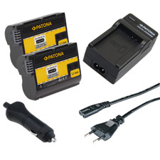 2x Batteria Patona + caricabatterie casa/auto per Nikon D7000,D7100,D7200,D7500