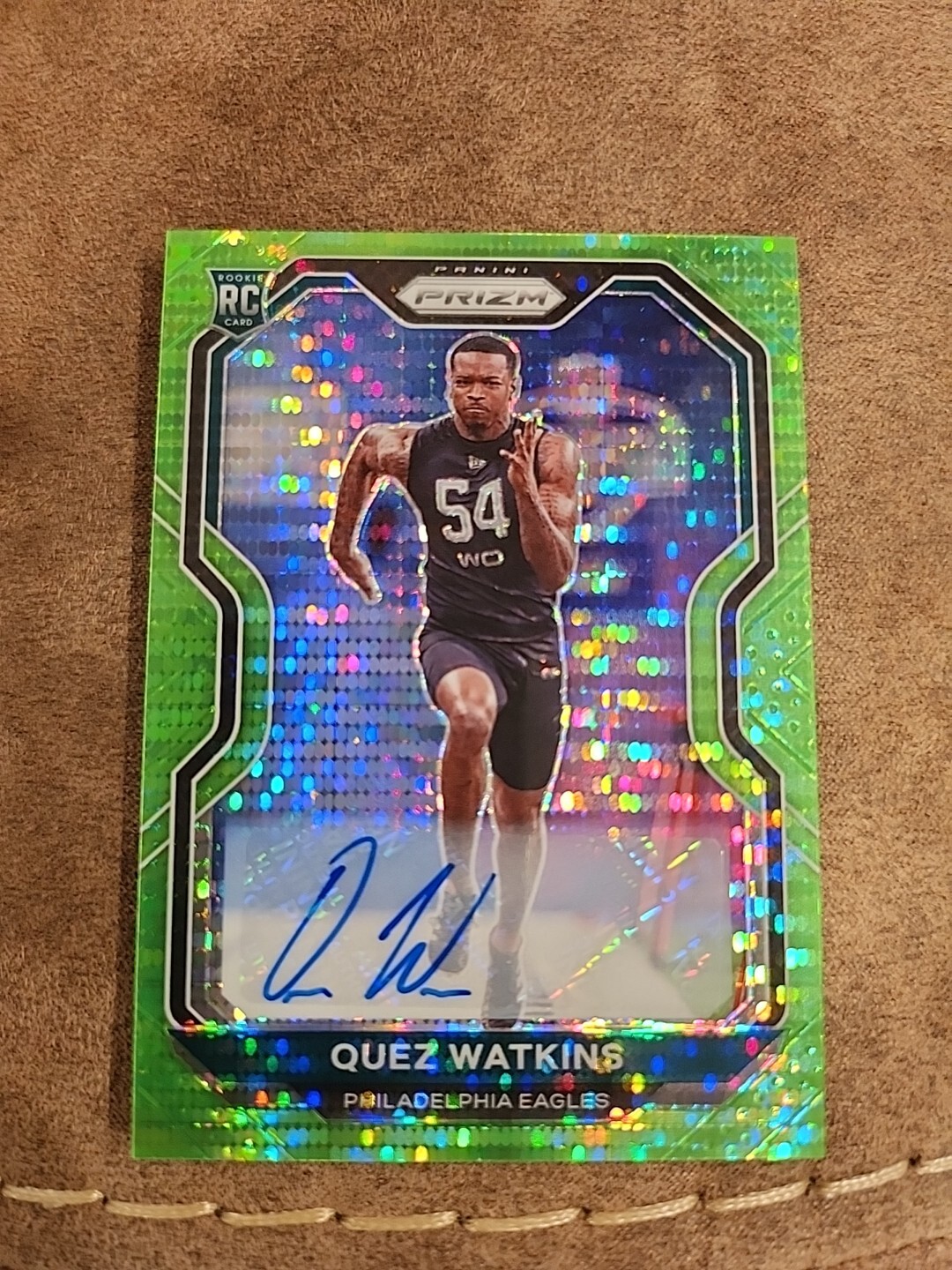 2020 Panini Prizm QUEZ WATKINS Green Pulsar Refractor Rookie AUTO #344 Steelers