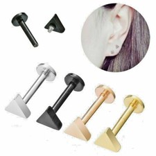 16G Squid Game TRIANGLE ROSE GOLD INTERNALLY THREADED LABRET TRAGUS STUD RING