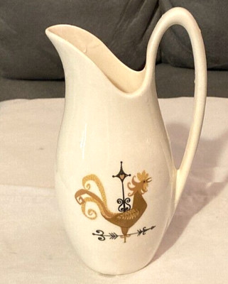 VTG MCM Edwin Knowles Rooster &Weather Vane Pattern-6'' Creamer/Syrup Pitcher-EUC