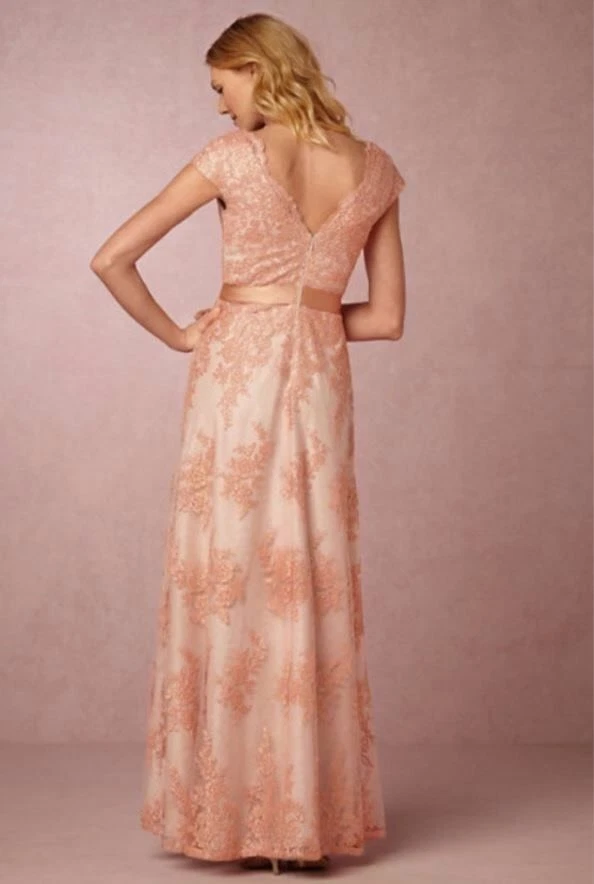 Aidan Mattox Peach Alina Dress BHLDN Size 12 NEW MSRP: $430 - Image 2 of 3