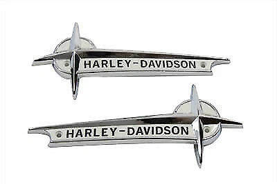 OE Emblem Set with Black Lettering for Harley Davidson by V-Twin