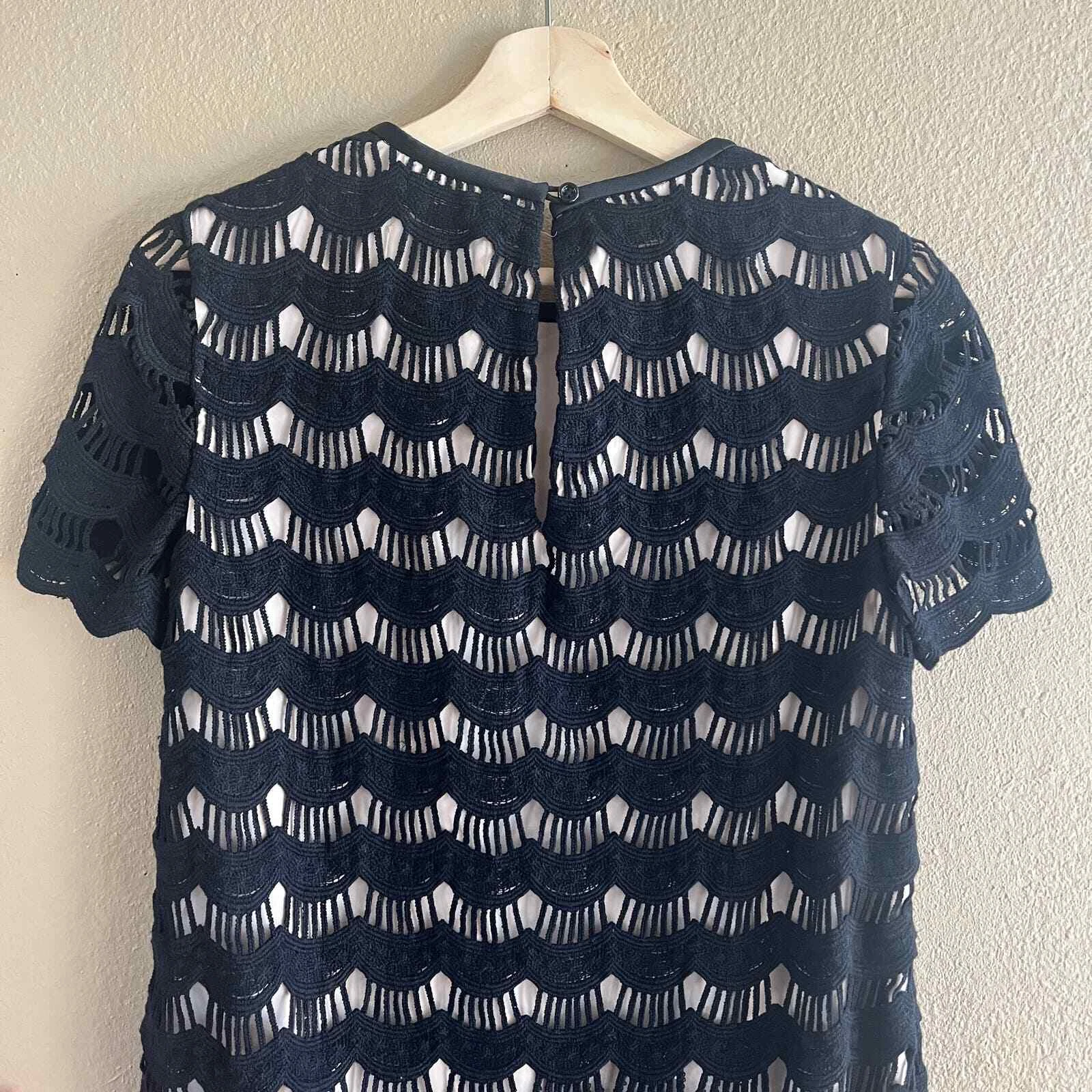 NUOVO abito a turno in pizzo nero Kate Spade Virginia nero all'uncinetto taglia 4