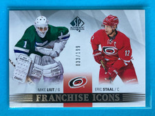2015-16 SP Authentic #167 Mike Liut / Eric Staal Future Icons 033/199