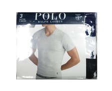 Polo Ralph Lauren Men's Navy-White-Black Slim Fit V-Neck Wicking Shirt 3 Pack