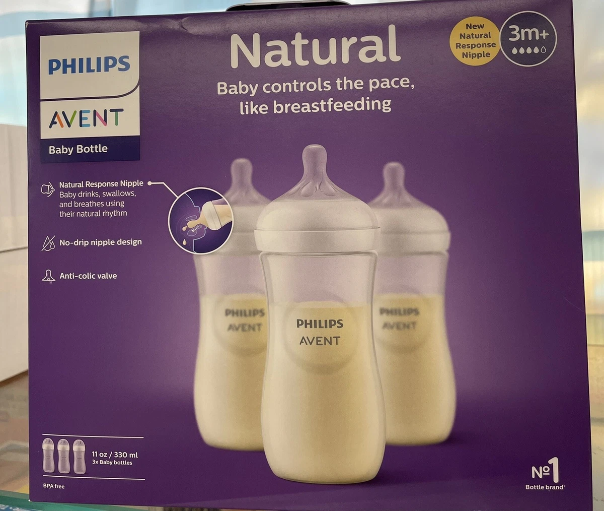 Philips AVENT 330ml Natural baby bottles set of 3 at discount prices