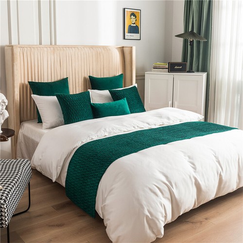 Luxury Wrinkle Dutch Velvet Bed Runner Scarf Dould-sided Home Hotel Bedroom Deco - Picture 33 of 36