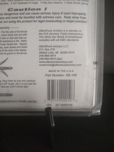 After Shock Archery Xbox Xpr 1.375” Blade For Crossbow Set, Number XB-100 New - Picture 3 of 14