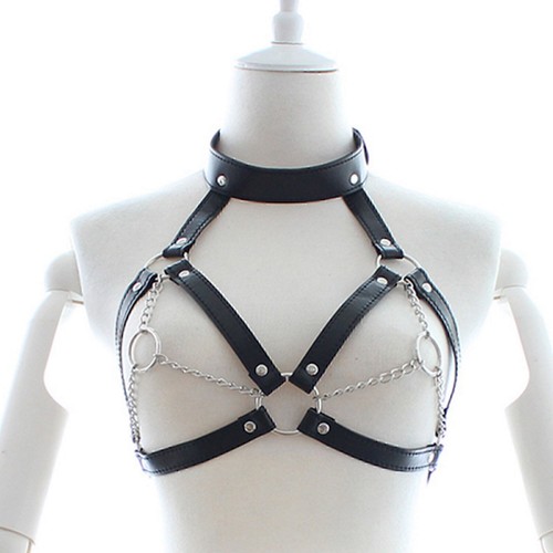 Women Leather Harness Bra Belt Body Bondage Lingerie Chain Top Sexy - Picture 5 of 5
