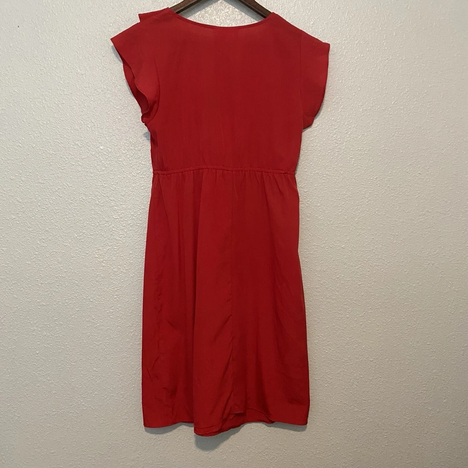 Motherhood Maternity Dress Small Red Ruffle Knee Length - Image 3 of 4