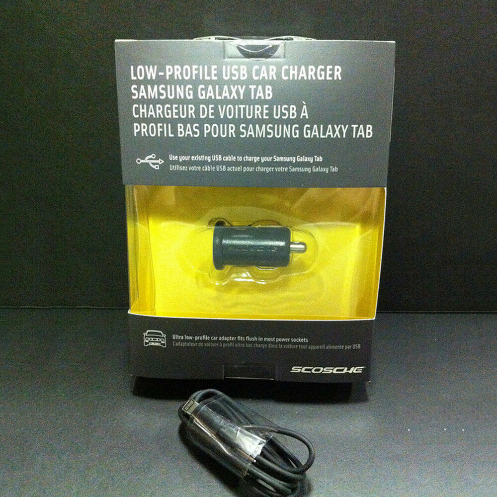 Scosche Car Charger 2.1 AMP w/Cable For iPhone 15 14 13 12 11 Pro Xs Max - Black