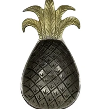 Mudpie Pineapple Pewter Metal Bowl Trinket Dish Gold Silver 4x8