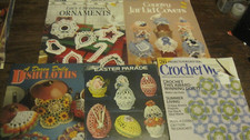  5 Annies Attic Crochet Dozen Doily Dishcloths/LACY XMAS ORNAMENTS/EASTER PARADE