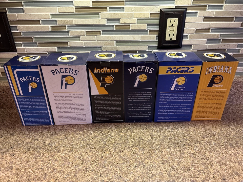 Indiana Pacers Bobble Bobblehead 50º Juego de 6 Reggie Miller Mel Daniels Nuevo en Caja Lote Foto 3 de 4