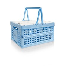 Foldable Small Plastic Baskets with Lids and Handles for Organizing,Collapsib...