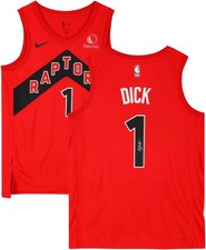 Gradey Dick Toronto Raptors Autographed Red Nike Icon Edition Swingman Jersey