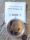 Edward VIII Sovereign Pattern gold plated medallion with COA
