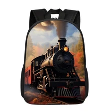 Steam Train Backpack Retro Train Locomotive Book Bags for Boys Kids Children ...