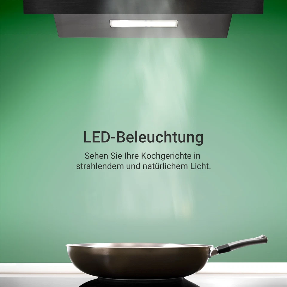 Campana extractora 60 cm recirculación aire de escape sin cabeza campana de pared campana inclinada negro metal - Imagen 4 de 4