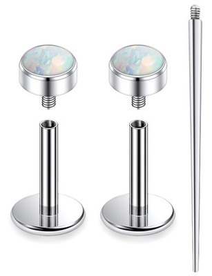 Xnsjeyy 20G Astm F136 Titanium Internal Thread Flat Back Earrings Nose Studs ...