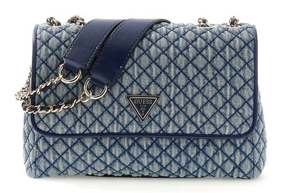 GUESS Giully II 2 Compartment Convertible Flap Umhängetasche Denim Neu