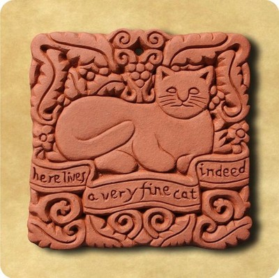 Feine prächtige verzierte prächtige Haustier Katze Samuel Johnson Handarbeit Wandfliese