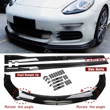 For Porsche Panamera Gts Glossy Front Bumper Lip Splitter Body Kit Side Skirts