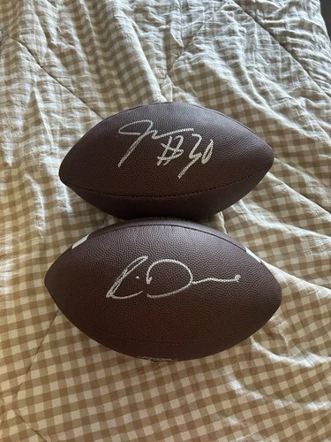 Pittsburgh Steelers Signed Football Jaylen Warren Rico Dowdle Beckett COA NFL