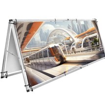 Aluminum Horizontal Banner Stand, 3 x 7ft A-frame Outdoor Banner Holder, Alum...