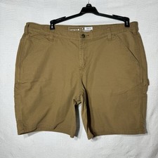 Carhartt Women s Cargo Carpenter Tan Shorts Size 16 Loose Fit
