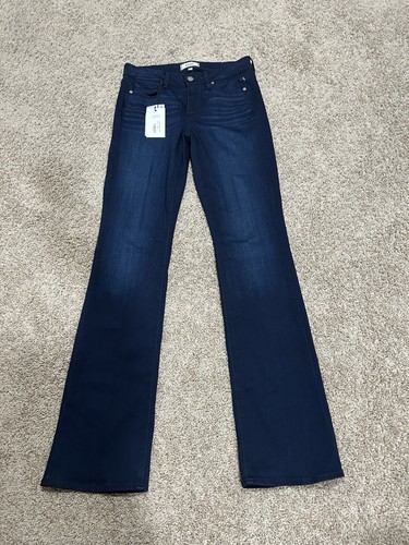 Paige Mid Rise Manhattan Ayleen Boot Dark Blue Wash Classic Jeans Size 27 NWT