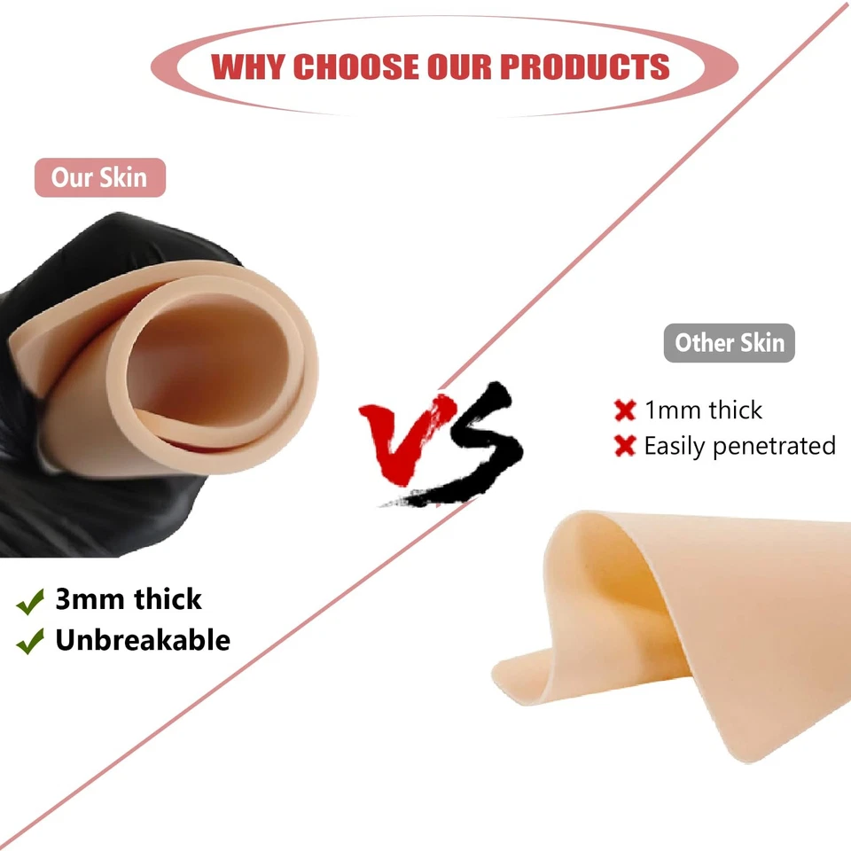 Tatuaje de piel falsa de 3 mm - 12 piezas piel de tatuaje de 3 mm pieles de práctica de tatuaje de 6 x 8" tatuaje Foto 3 de 4