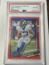 Puka Nacua PSA 10 Rookie Red #/49 2023 PANINI CLEARLY DONRUSS #96 NFL LA Rams