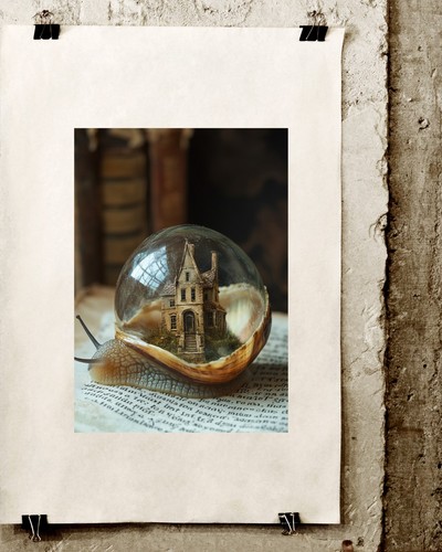 Haunted House Snail Surreal Gothic Fantasy Dark Academia Wall Art Print - Picture 2 of 5