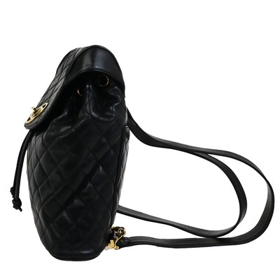 CHANEL CC Logo Matelasse Chain Backpack Bag Leather Black  display picture 1