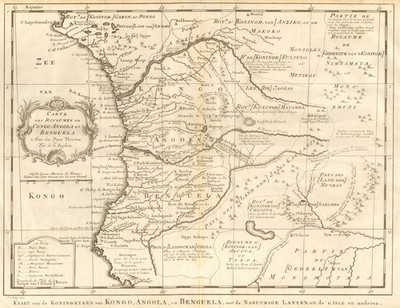 'Carte des Royaumes de Congo, Angola et Benguela'. Gabun. BELLIN/SCHLEY 1748 Landkarte