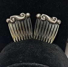 Vintage Sterling 925 Mexico Hair Combs Set Small Rare Pair 1-1/2" Wide