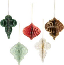 Christmas Decorations, 5 PCS Paper Honeycomb Ornaments, 3D Mini Glitter Edge Han