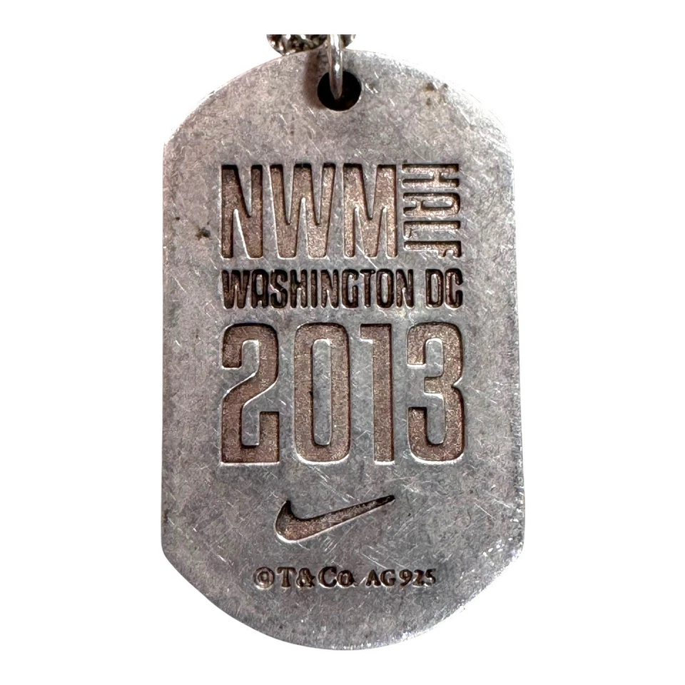 Tiffany & Co серебро Nike женщин марафон 2013 Серебряный жетон ожерелье 18» подвеска - Изображение 3 из 4