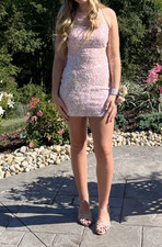 Windsor Pink Sequin  Mini Dress Spaghetti Strap Party Cocktail Homecoming SIze M