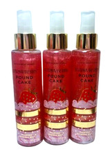 Bath  Body Works 3x STRAWBERRY POUND CAKE Diamond Shimmer Mist FREE SHP